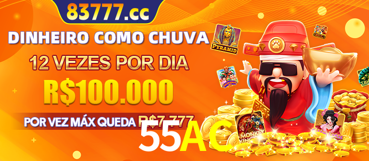Banner do programa de recompensas Recomende para amigos do 55AC, detalhando os bônus por convidar amigos, com prêmios que chegam a R$288.888.
