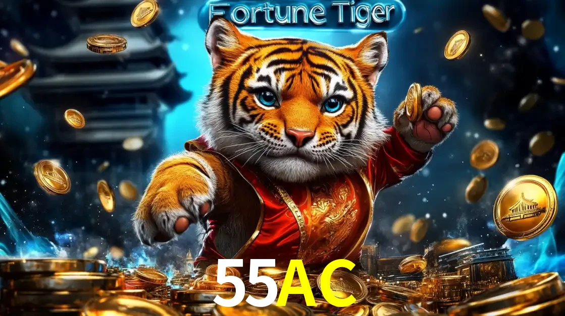 Imagem promocional do jogo de slot Fortune Tiger, com um tigre majestoso em traje tradicional cercado por uma fortuna em moedas de ouro, disponível agora no cassino 55AC.
